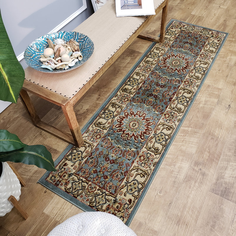 Bloomsbury Market Wotring Maxy Home Medallion Traditional Ocean Blue